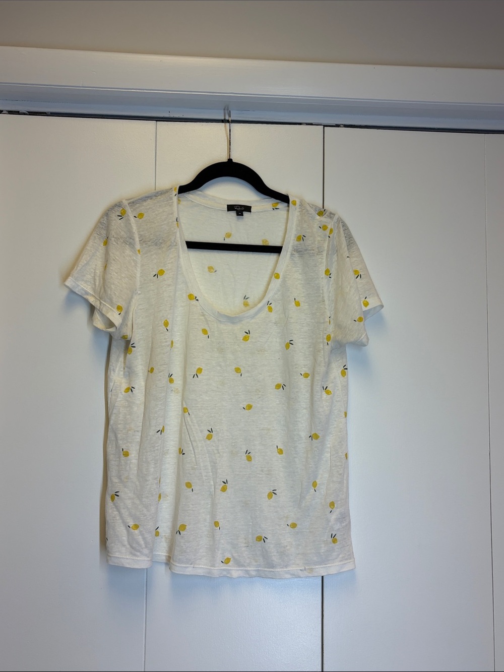 Rails White Scoop Neck Tee with Yellow Lemon Print